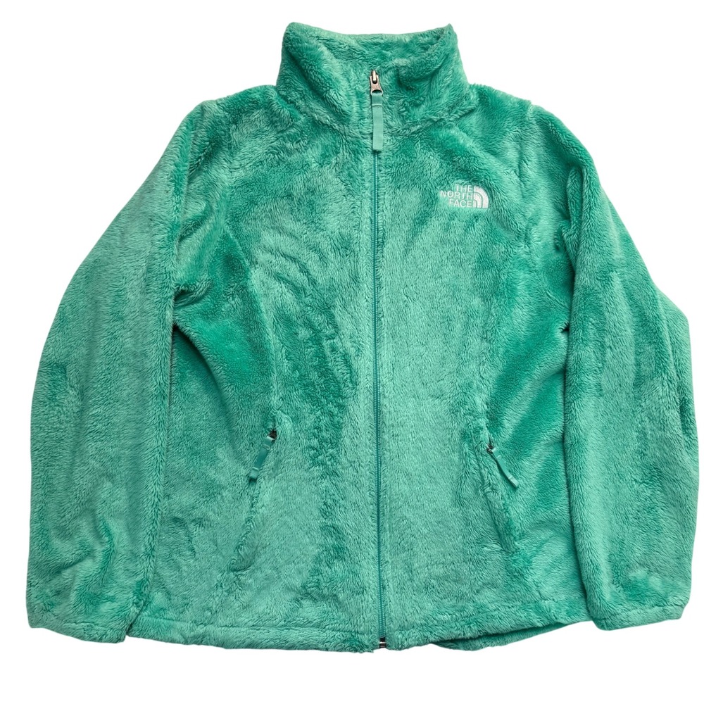 The North Face Girls Osito Fleece Jacket Seafoam Green Full Zip Size M 10/12